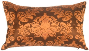 Damask in Copper Orange Silk Accent Pillow