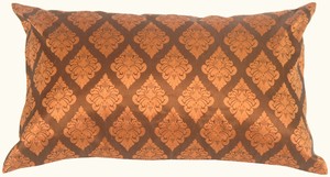 Copper Orange Diamond Pattern on a Rectangular Silk Pillow 