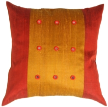 Reflective Circles in Red & Yellow Square Pillow