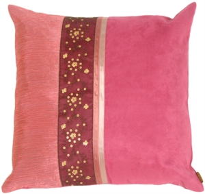 Suede and Sequins Square Pink Accent Pillow