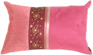 Suede and Sequins Rectangular Pink Accent Pillow