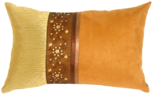 Sequins in Rectangular Suede and Silk Gold Throw Pillow