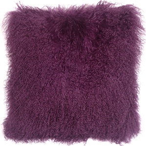 Mongolian Sheepskin Purple Throw Pillow