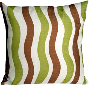 Country Stripes Green and Brown 20x20 Throw Pillow