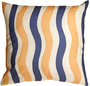 Country Stripes Blue and Yellow 20x20 Throw Pillow
