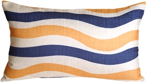 Country Stripes Blue and Yellow 12x20 Throw Pillow