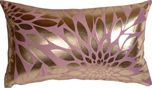 Metallic Floral Violet Rectangular Throw Pillow