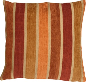 Savannah Stripes 20x20 Red Orange Chenille Throw Pillow