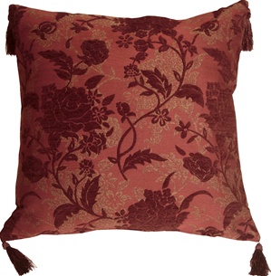 Traditional Floral in Wine 24x24 Decorative Pillow