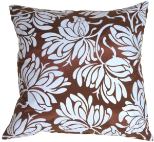 Bold Blue Flowers on Chocolate Accent Pillow