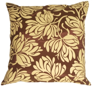 Bold Yellow Flowers on Chocolate Accent Pillow