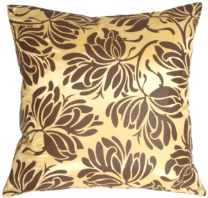 Bold Chocolate Brown Flowers on Yellow Throw Pillow 20x20