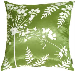 Green with White Spring Flower and Ferns Pillow