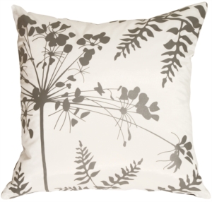 White with Gray Spring Flower and Ferns Pillow