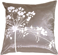 Gray with White Spring Flower Throw Pillow