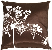 Brown with White Spring Flower Throw Pillow