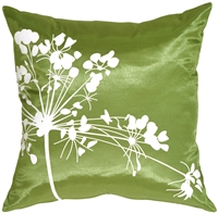 Green with White Spring Flower Throw Pillow