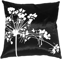 Black with White Spring Flower Throw Pillow