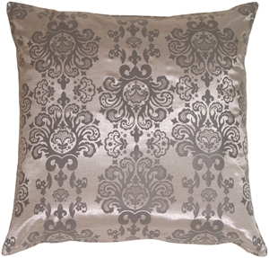 Gray with Gray Baroque Pattern Throw Pillow