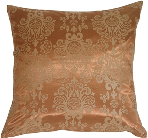 Copper with Copper Baroque Pattern Throw Pillow