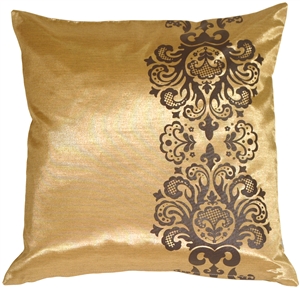 Gold with Brown Baroque Scroll Throw Pillow