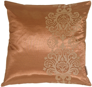 Copper with Copper Baroque Scroll Throw Pillow