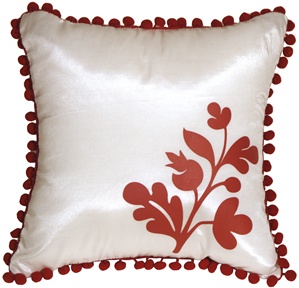 Bohemian Blossom White and Red Throw Pillow