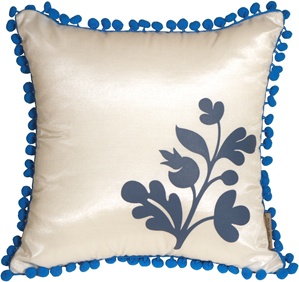 Bohemian Blossom White and Blue Throw Pillow
