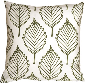 Contemporary Olive Green Leaf Throw Pillow