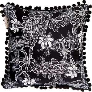 Delicate Floral on Black Small Accent Pillow