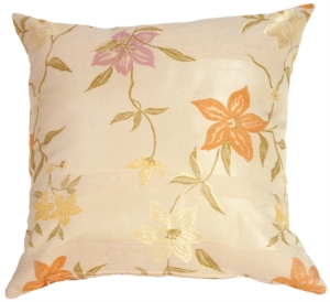 Textured Flowers in Rich Cream Accent Pillow
