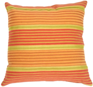 Textured Stripes in Orange, Green & Pink Accent Pillow