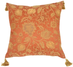 Floral Luxury in Tasseled Rose Rust Throw Pillow