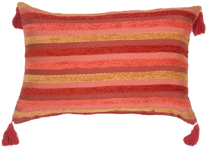 Chenille Stripes in Raspberry and Caramel Accent Pillow
