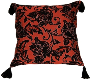 Damask Drama With Tassels Accent Pillow