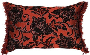 Damask Drama With Funky Fringe Accent Pillow