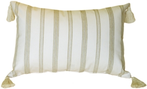 Cream and Chenille Stripes Rectangular Accent Pillow