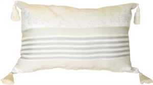 Floral and Soft Blue Stripes Rectangular Accent Pillow