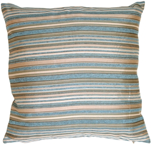 Turquoise Chenille Stripes 19" Square Decorative Pillow