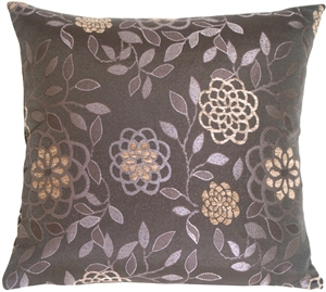 Floral Design on Charcoal Accent Pillow 19x19