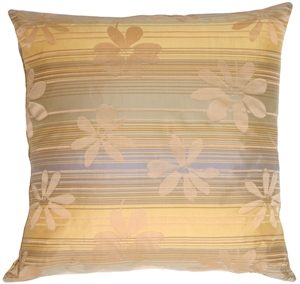Beige Floral on Stripes Square Decorative Pillow