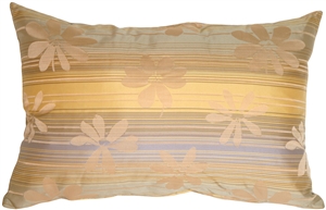 Beige Floral on Stripes Rectangular Decorative Pillow