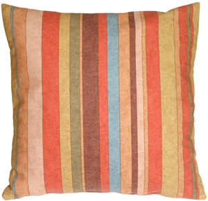 Rustic Multicolor Stripes Square Throw Pillow