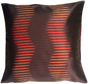 Sunset Waves Pattern in Espresso Brown Square Throw Pillow