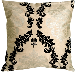 French Damask on Beige Square Accent Pillow