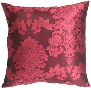 Pink Victorian Floral Damask on Purple Square Accent Pillow