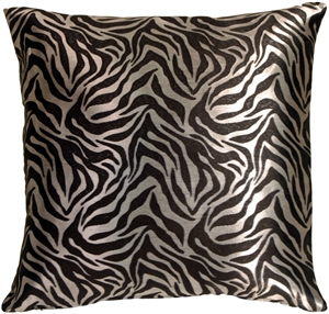 Metallic Zebra Silver and Black Throw Pillow