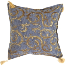 Damask on Blue Chenille Pillow
