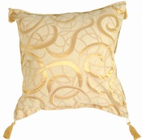 Golden Swirls on Ivory Pillow