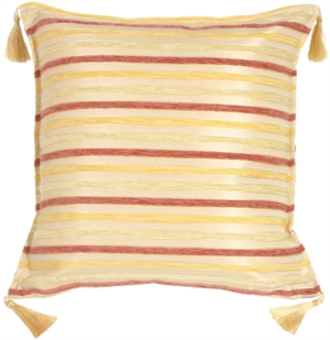 Chenille Stripes in Rose, Gold and Cream Throw Pillow